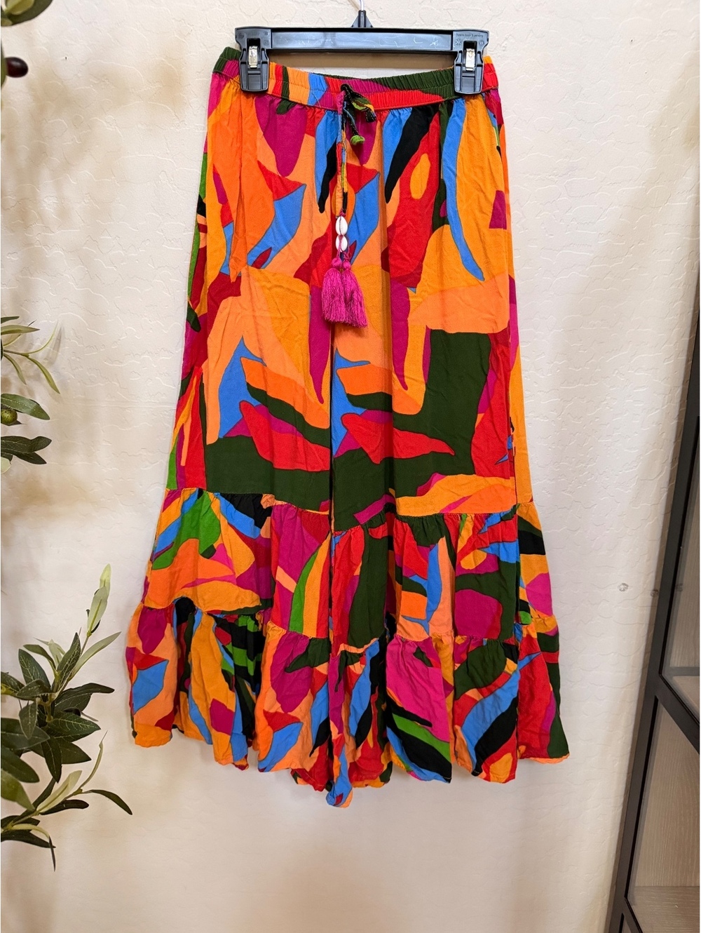 True Destinations Colorful Print Tiered Pants
